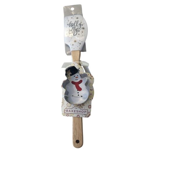 HAVE A HOLLY JOLLY CHRISTMAS HOLIDAY SILICONE SPATULA /SNOWMAN COOKIE CUTTER - Picture 1 of 4